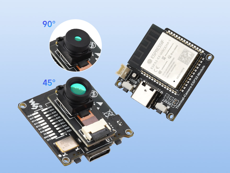 ESP32-S3 IR Thermal Imaging Camera Module, front and back view