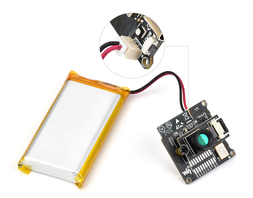 ESP32-S3 IR Thermal Imaging Camera Module with lithium battery recharge / discharge header