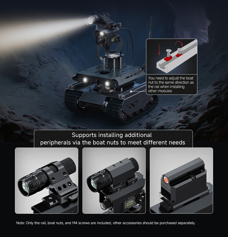 UGV Beast AI Robot for Jetson Orin, with standard Aluminum rail for installing additional peripherals