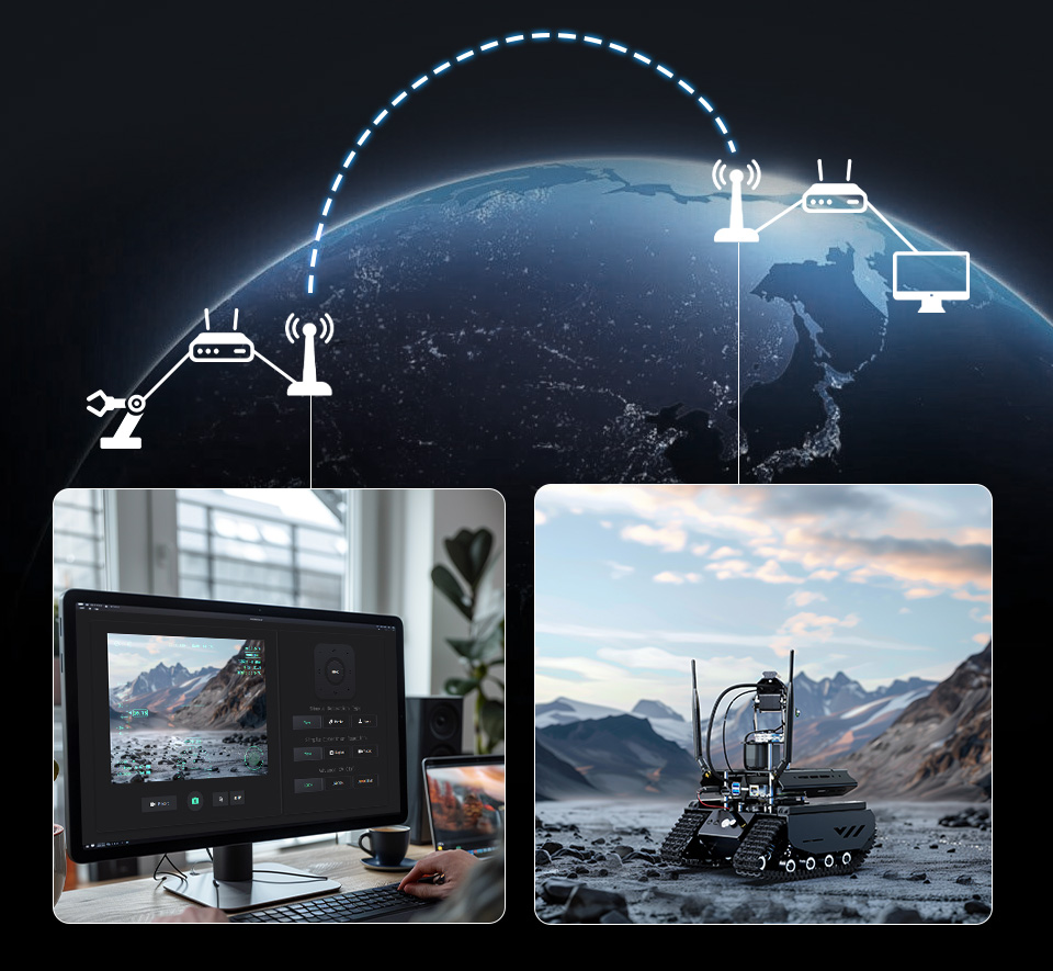 UGV Beast AI Robot for Jetson Orin, web application demos are based on WebRTC for real-time video transmission and robot remote control