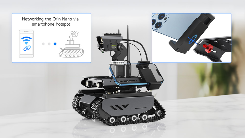UGV Beast AI Robot for Jetson Orin, supports installing smartphone holder