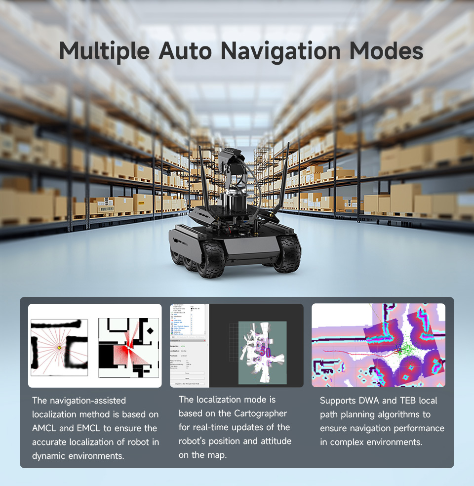 UGV Rover ROS 2 AI robot for Jetson Orin with multiple navigation modes