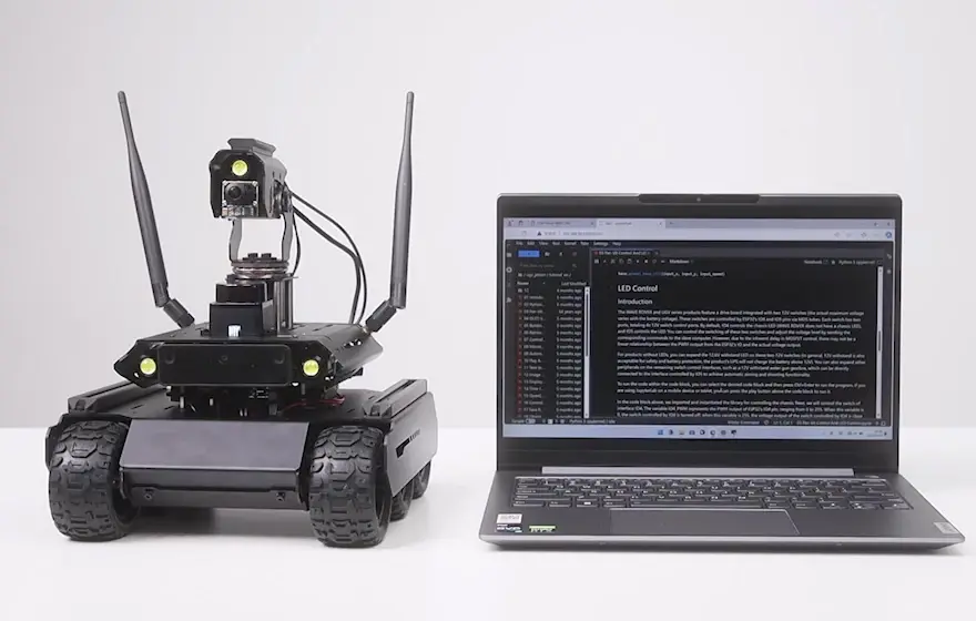 UGV Rover ROS 2 AI robot for Jetson Orin, controlled by Jupyter Lab via PC