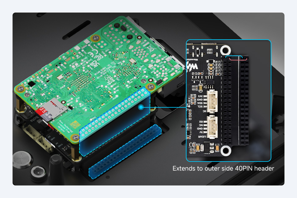 UGV Rover AI Robot onboard 40PIN GPIO extended header