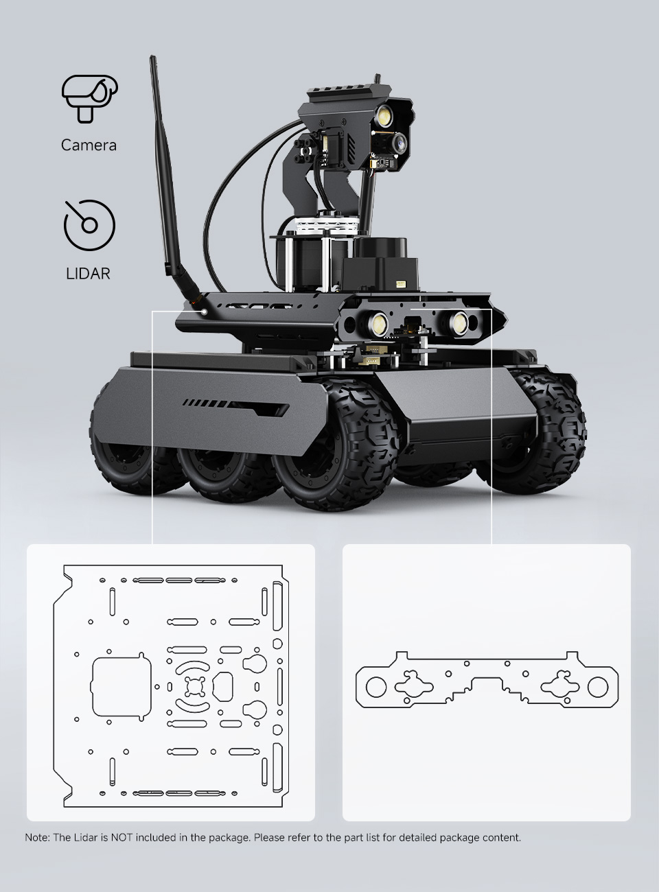 UGV Rover AI Robot for Jetson Orin, can be used to install a variety of peripherals