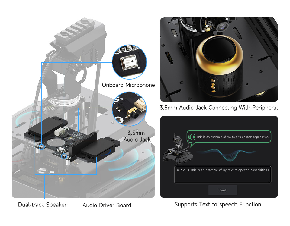 UGV Rover AI Robot for Jetson Orin, with multiple audio interaction methods