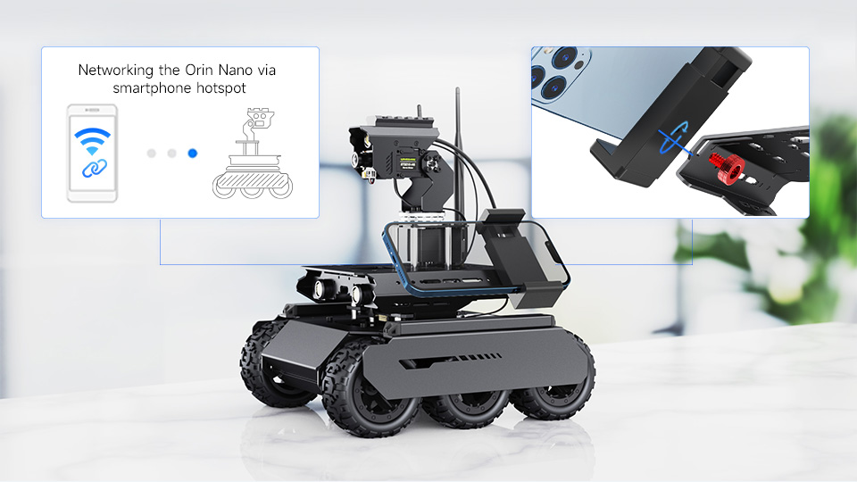 UGV Rover AI Robot for Jetson Orin, supports installing smartphone holder