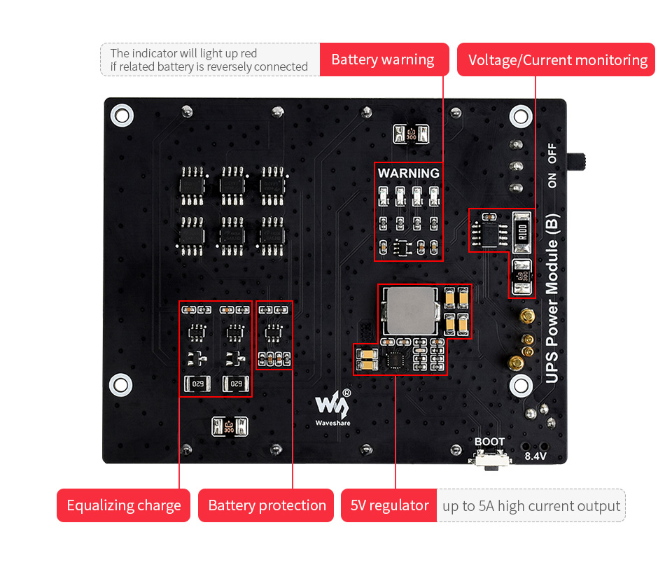 UPS Power Module (B) for Jetson Nano, 5V Uninterruptible Power