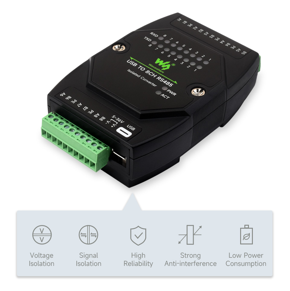 USB TO 8CH RS485, safer isolation design