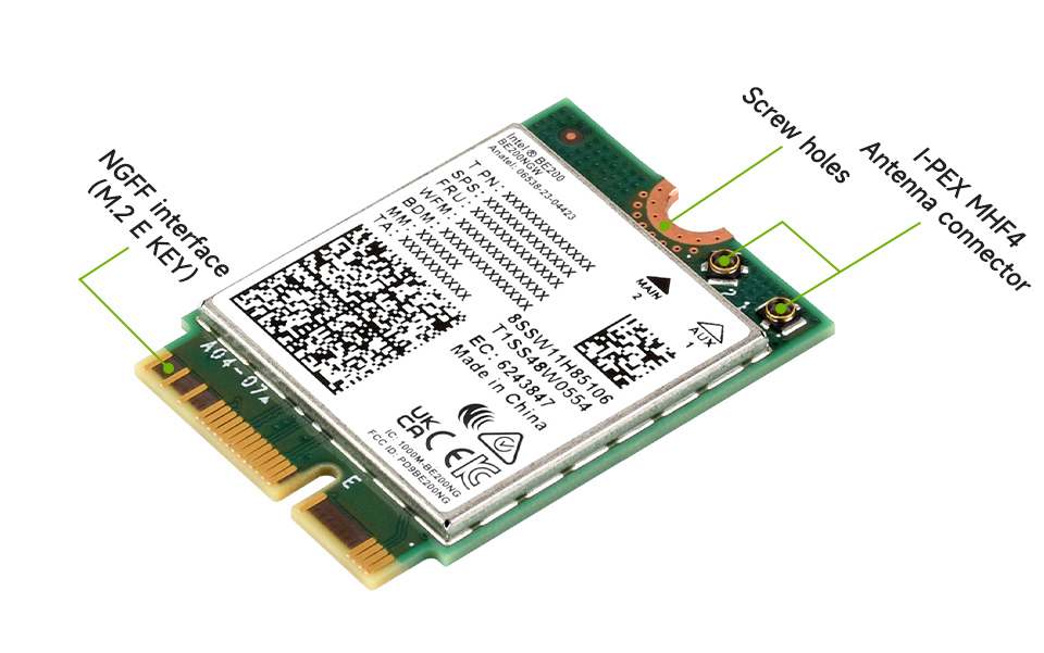 Wireless BE200 NIC, interface introduction