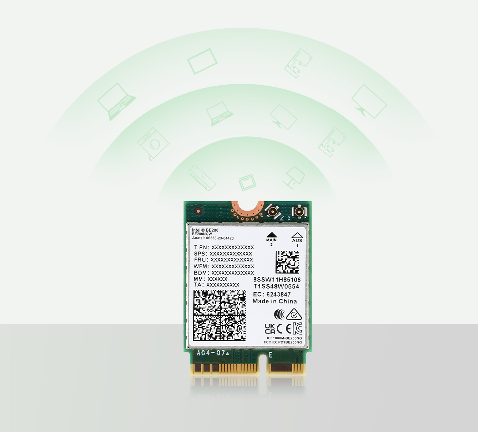 Wireless BE200 NIC, supports 2.4G/5G/6GHz tri-band