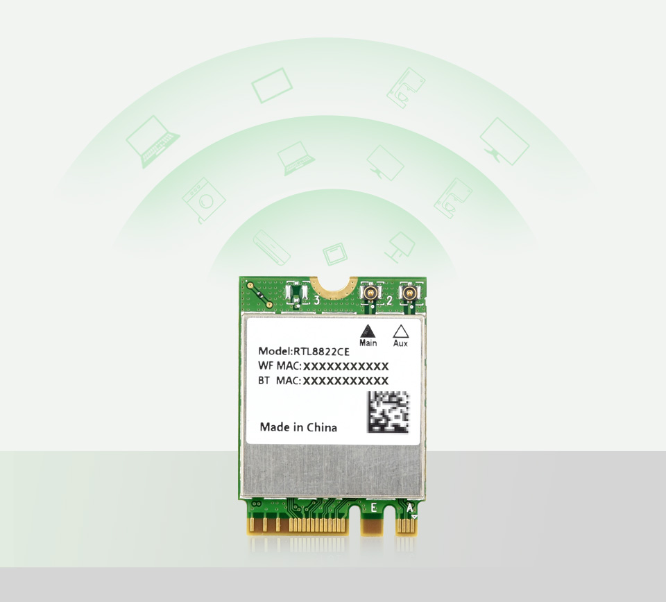 RTL8822CE Wireless NIC, supports dual-band Wi-Fi