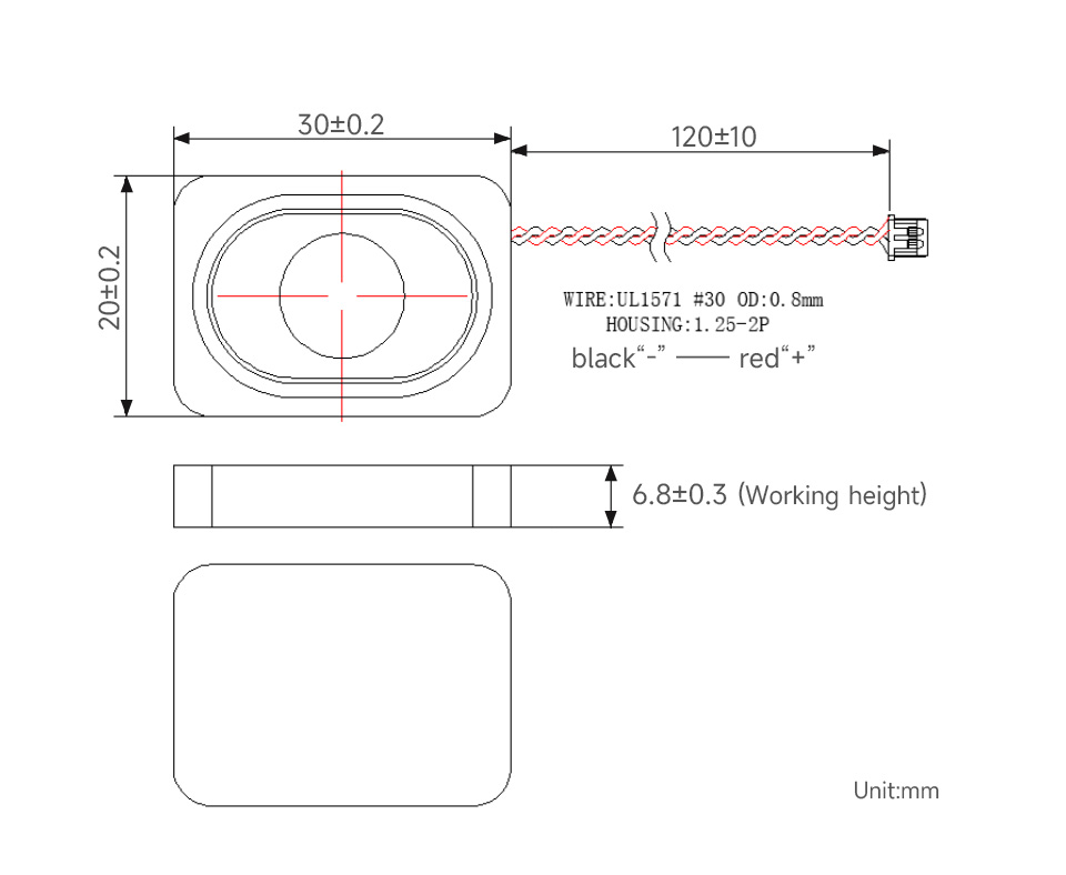 8Ω 2W Speaker (B), outline dimensions