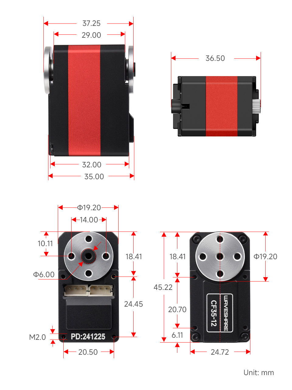 CF35-12 Bus Servo, outline dimensions 1