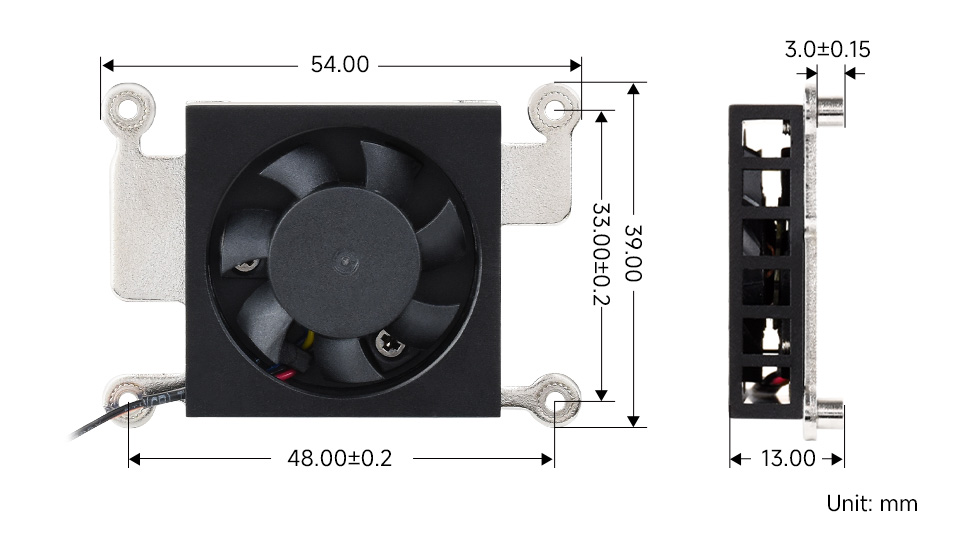 CM5 3007 cooling fan, outline dimensions