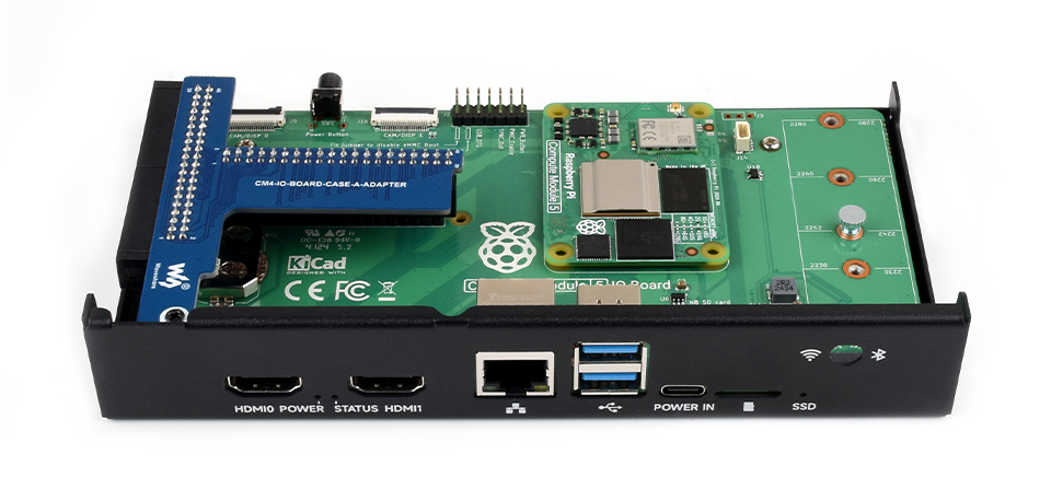 Metal Case for Compute Module 5 IO Board, inside view