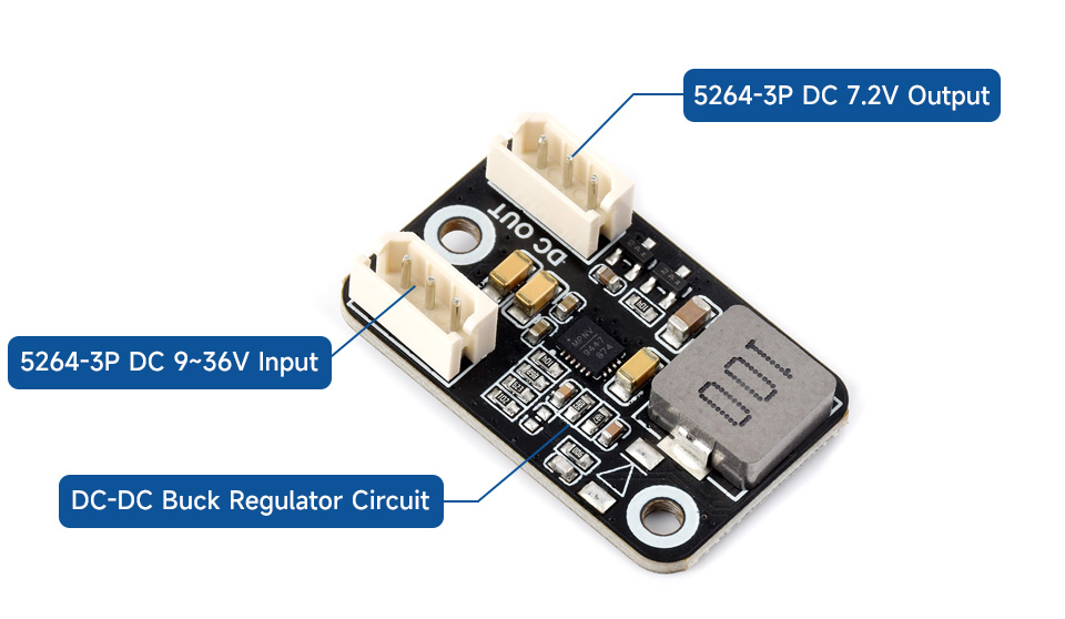 Serial Bus Servo DC 7.2V Buck Adapter, onboard resources