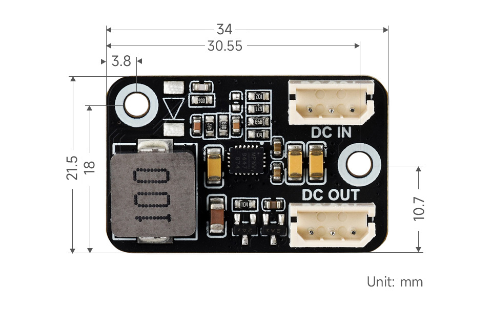 Serial Bus Servo DC 7.2V Buck Adapter, outline dimensions