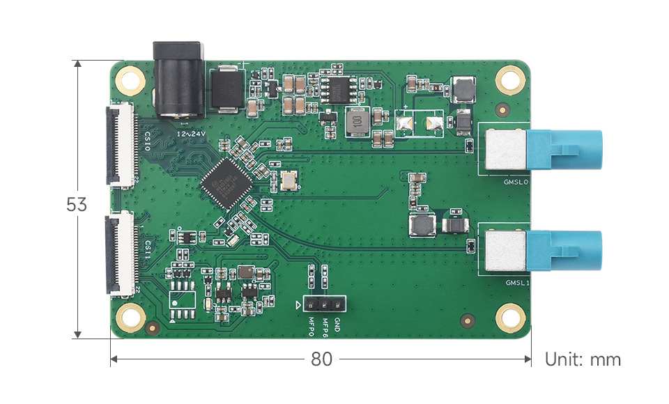 2-ch GMSL Camera adapter Board, outline dimensions