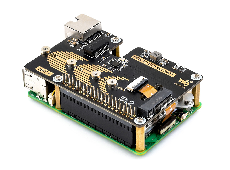 PCIe Flexible Cable 40mm for Raspberry Pi 5, connecting DSI LCD to PCIe TO ETH M.2 HAT+