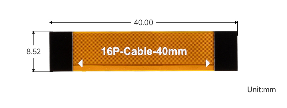 PCIe Flexible Cable 40mm for Raspberry Pi 5, outline dimensions