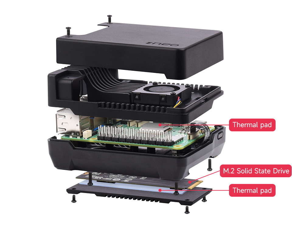 Argon NEO Aluminum Alloy Case for Raspberry Pi 5, Built-in Cooling Fan ...