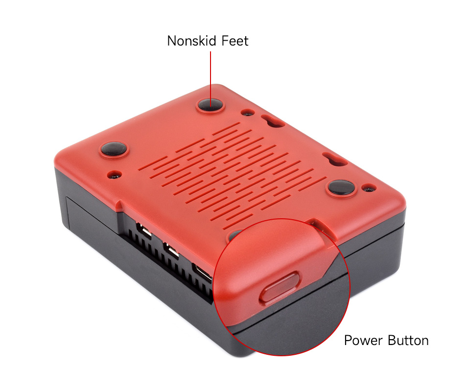 PI5-CASE-ARGON-NEO with nonskid feet and power button