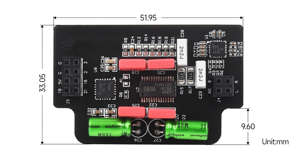 Argon BLSTR DAC Board outline dimensions