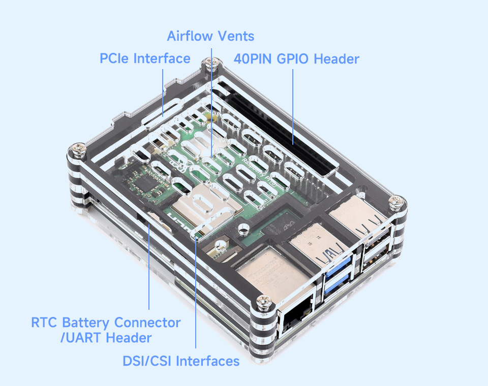 RPI5 CASE ALU05: Housing for Raspberry Pi 5, aluminum, black