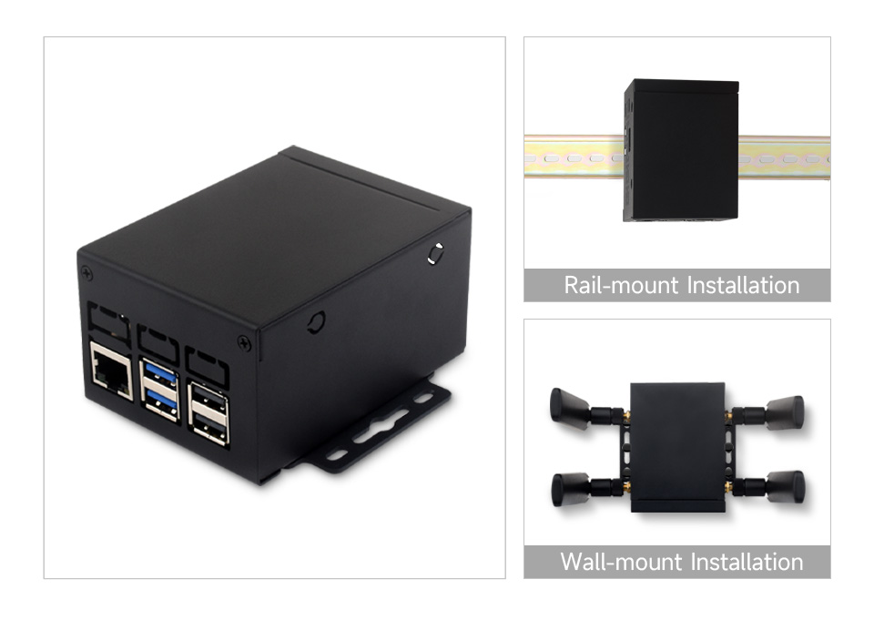 Industrial Grade Metal Case (D) for Raspberry Pi 5, front view