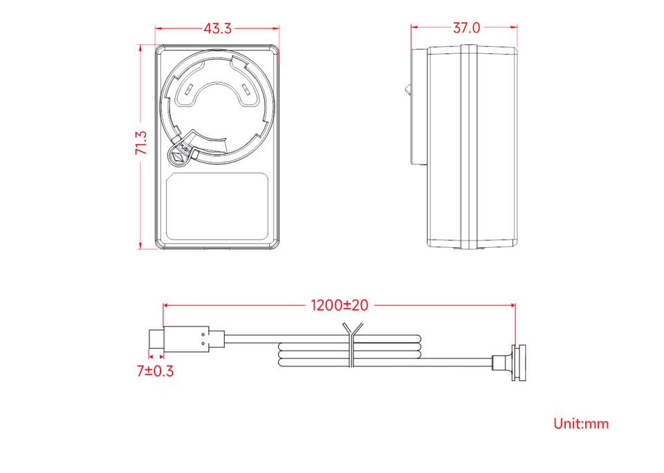 PSU 27W USB C (B), dimensions