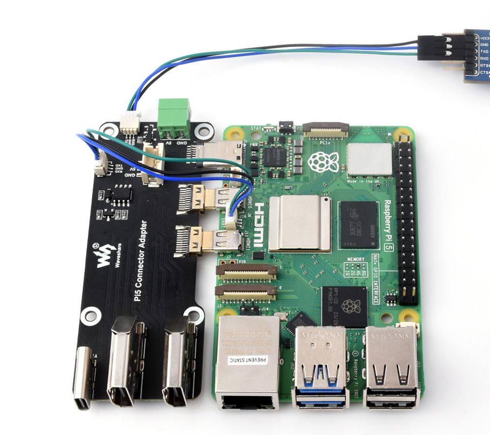 Pi5 Mini HDMI To HDMI Adapter, UART connection example