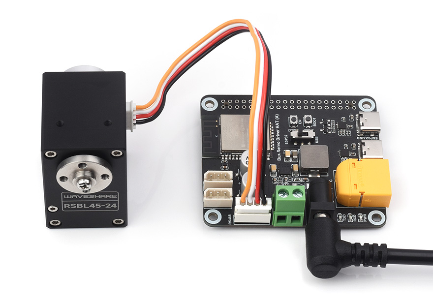 RSBL45-24 Servo Motor, usage example， connecting with Bus Servo Driver HAT (A)