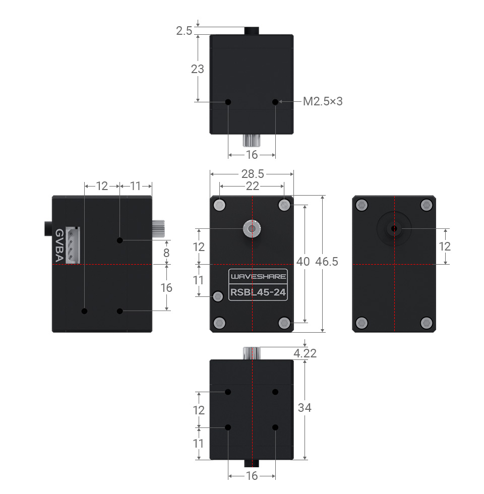 RSBL45-24 Servo Motor, outline dimensions 1