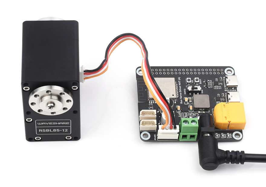 RSBL85-12 Servo Motor, usage example， connecting with Bus Servo Driver HAT (A)