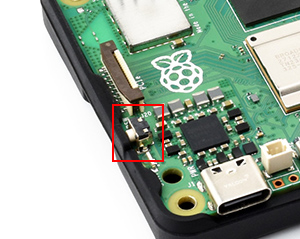 Official Raspberry Pi Bumper, easy access to the power button