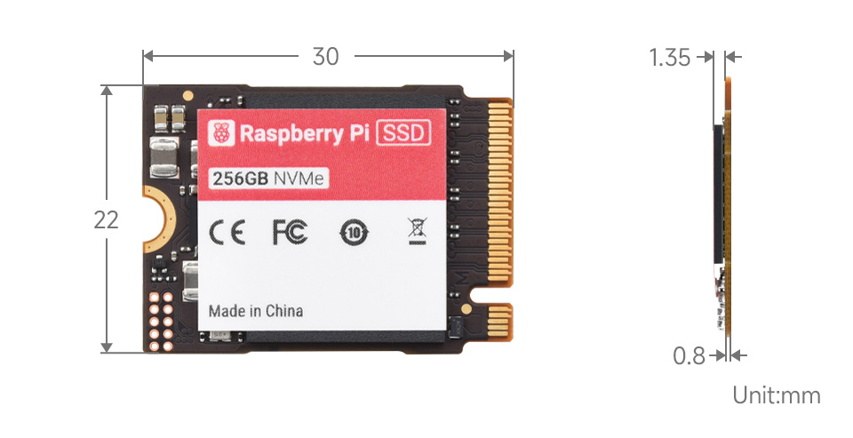 Raspberry Pi SSD, outline dimensions