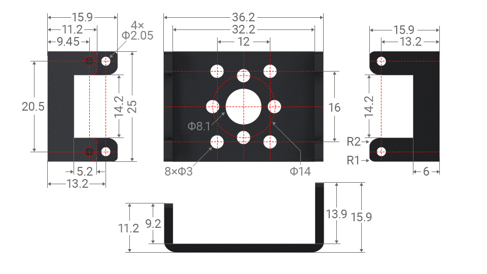 ST3235 Servo, outline dimensions 3