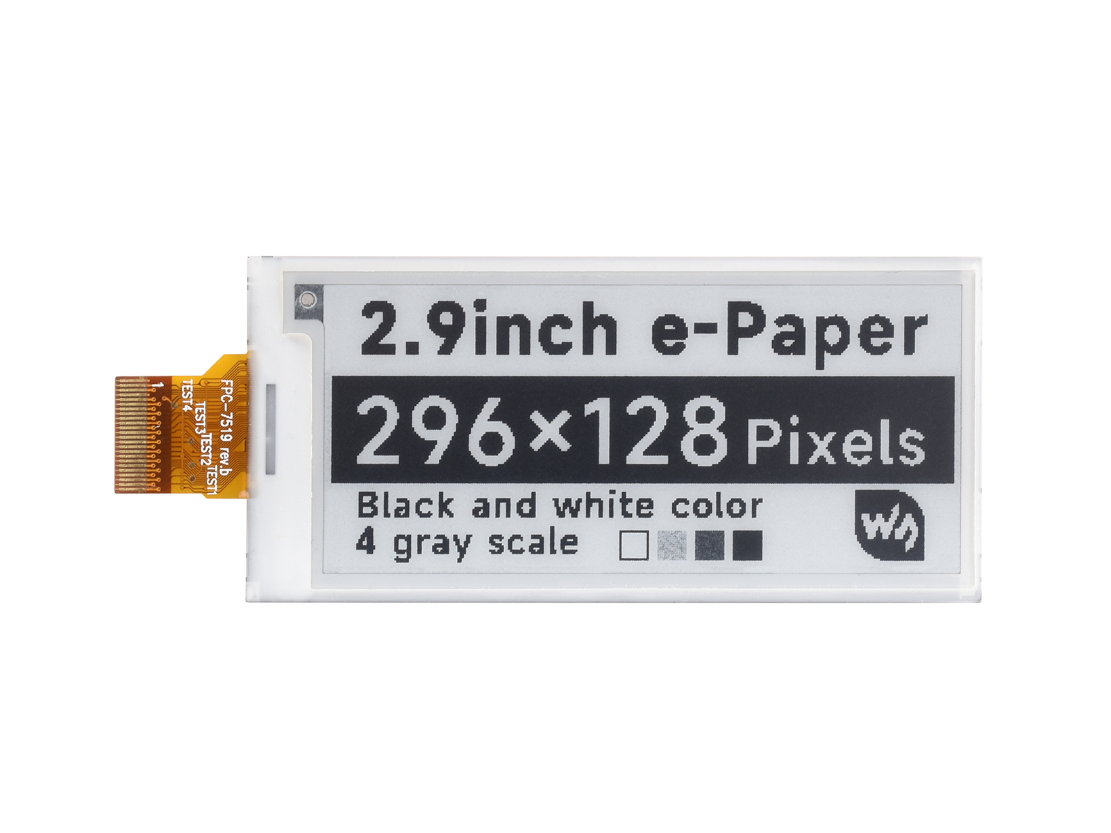 296x128, 2.9inch E-Ink raw display, SPI interface, without PCB 
