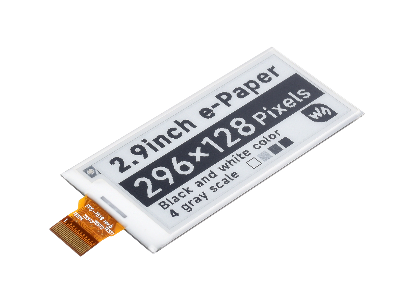 296x128, 2.9inch E-Ink raw display, SPI interface, without PCB 