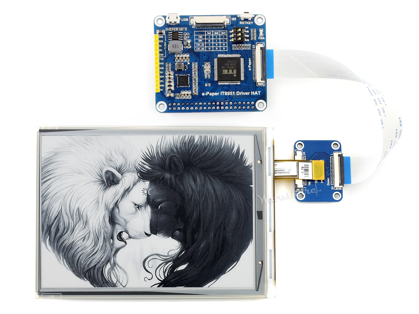 800x600, 6inch E-Ink display HAT for Raspberry Pi, IT8951 controller, USB/ SPI/I80 interface