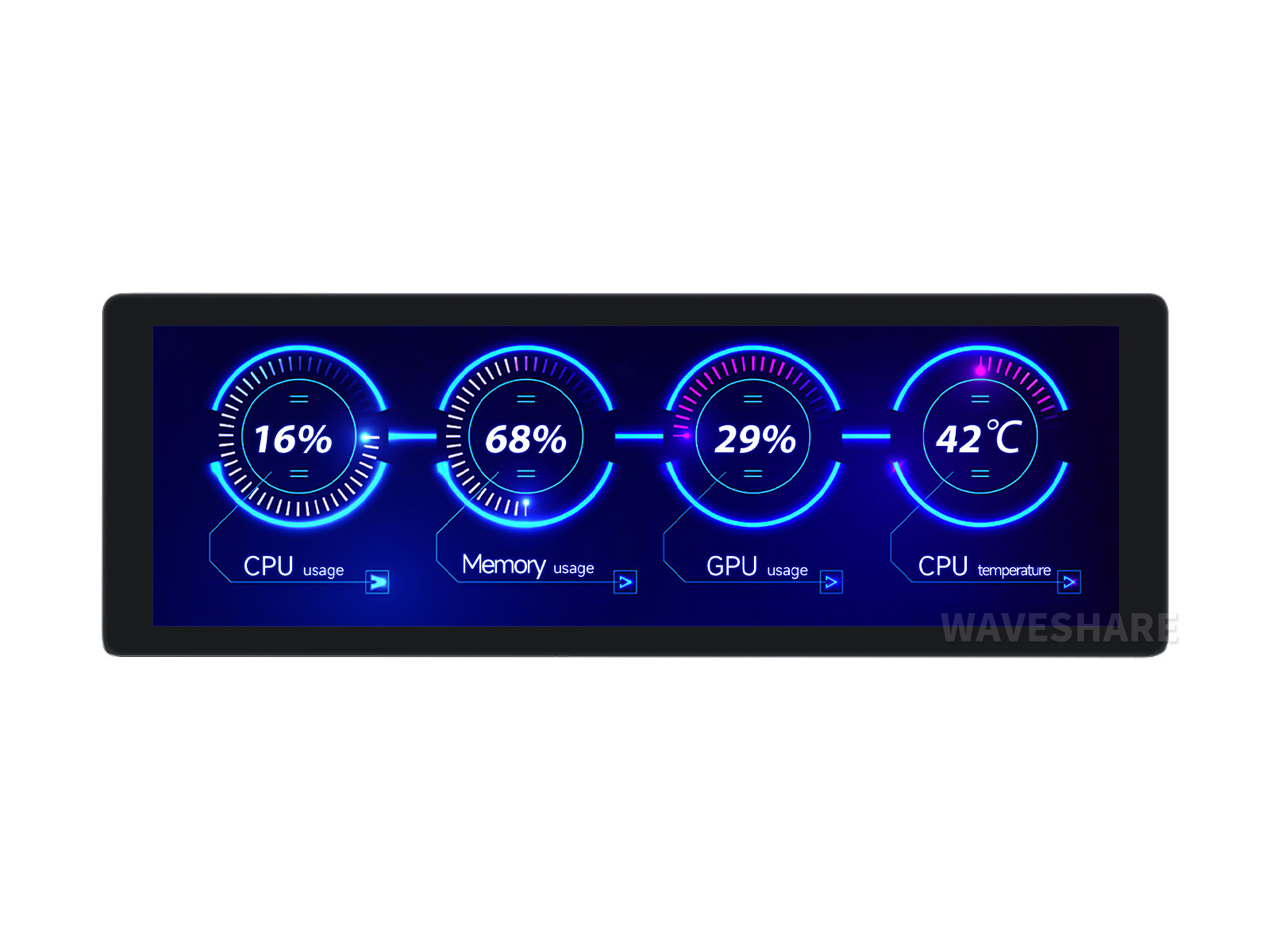 7.9inchIPSDisplay,400×1280Pixel,ToughenedGlassPanel,HDMIInterface,OptionalTouchFunction