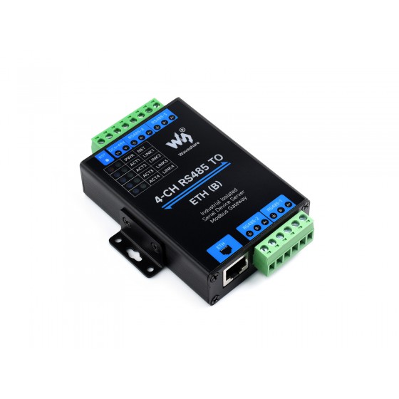 4-Ch RS485 to RJ45 Ethernet Serial Server, 4 Channels RS485 Independent Operation, Rail-mount Industrial Isolated Serial Module, Optional PoE Function