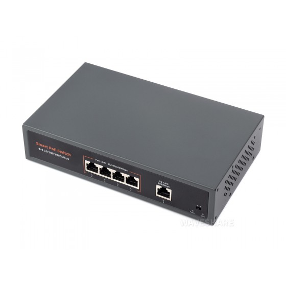 120W Gigabit Ethernet PoE Switch, 4x PoE+ Ports, Up To 30W Per Port, 802.3af/at Compliant, Fanless Design, High-Speed 10/100/1000M Ethernet Port, Network Switch PoE