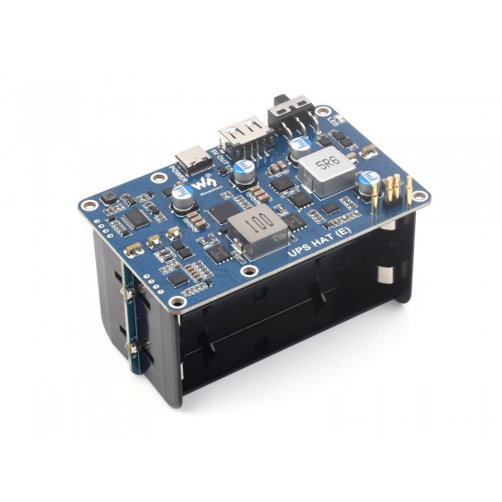 UPS HAT (E) for Raspberry Pi, Supports 4× 21700 Li batteries (NOT included), Bi-Directional Fast charging, 5V 6A Output, Pogo Pins Connector, Raspberry Pi UPS