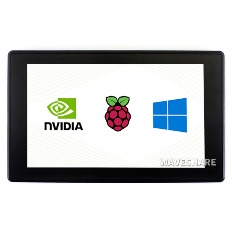 7inch Capacitive Touch Screen (H) with Case Toughened Glass Cover, 1024×600, HDMI, IPS, Various Devices & Systems Support