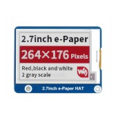 2.7inch e-Paper e-Ink Display HAT (B) For Raspberry Pi, 264×176, Red / Black / White, SPI