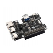 PCIe To Gigabit Ethernet And USB 3.2 Gen1 HAT For Raspberry Pi 5, 3x USB 3.2 Gen1, 1x Gigabit Ethernet, Driver-Free, Plug And Play, Raspberry Pi 5 PCIe HAT