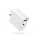 PD30W Dual-Port Fast Charger, USB Type-A/Type-C Wall Charger Block, US Plug, intelligently adjusts the charging rate