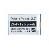 2.7inch E-Paper E-Ink Display Module for Raspberry Pi Pico, 264×176, Black / White, 4 Grayscale, SPI